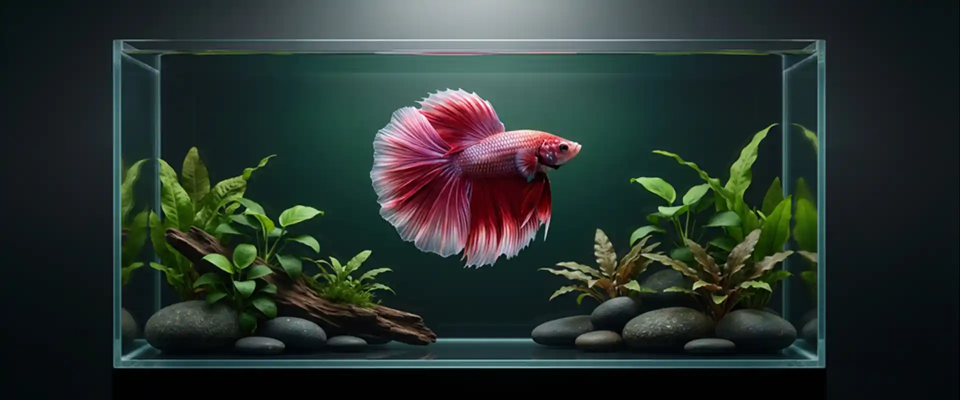 Wild betta fish calm in clear water and a natural setup