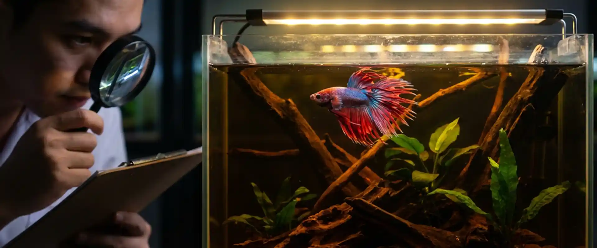 Betta fish monitored after tannin water preparation
