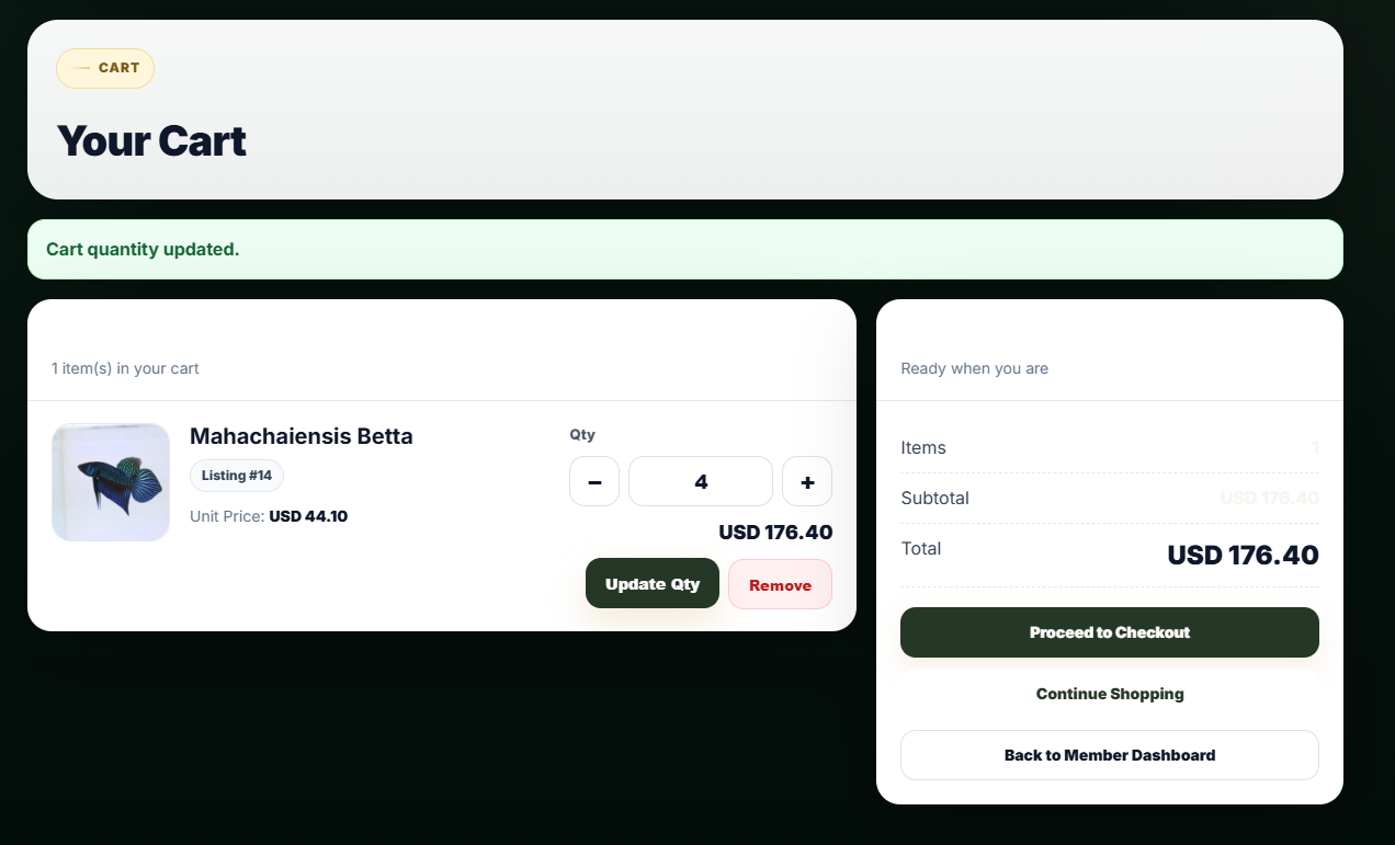 Bettavaro cart after an allowed quantity update